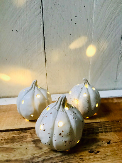 Three small pumpkins - white tealight holders