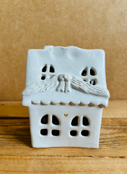 Maison de Noël - photophore blanc et or 32