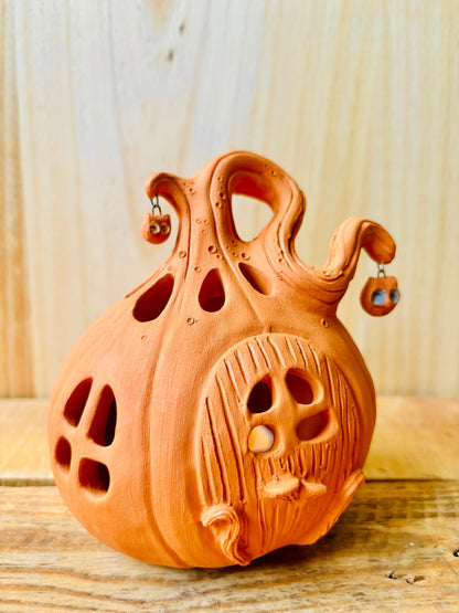 Maison citrouille - photophore orange 4