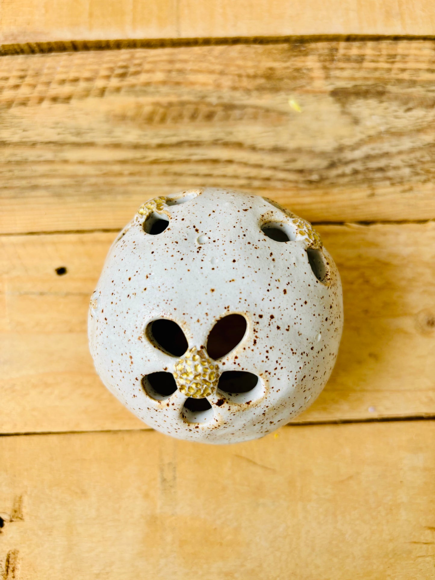 Vase & Tealight holder - speckled white and gold - 3