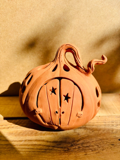 Maison citrouille - photophore orange 1