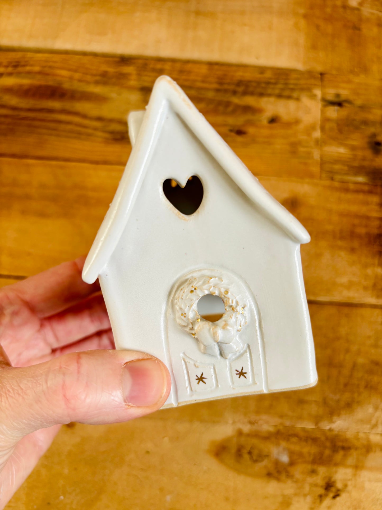 Maison de Noël - photophore blanc et or 30