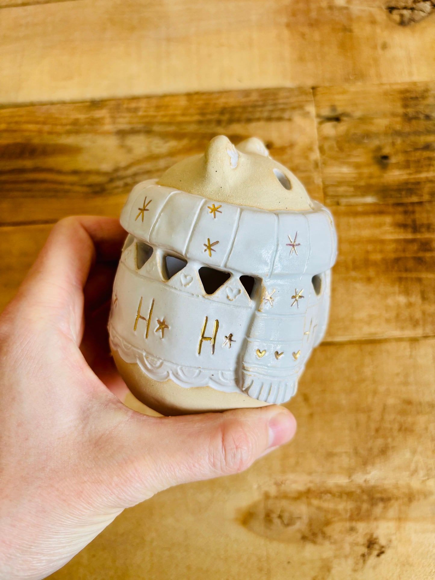 Ours polaire - photophore blanc et or 13