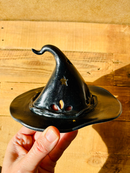 Chapeau de Sorcière  - photophore noir et doré 4