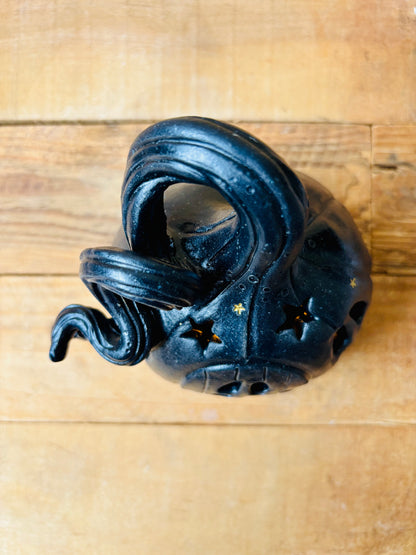 Maison citrouille - photophore noir et doré - 2