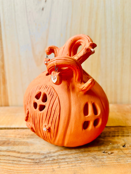 Maison citrouille - photophore orange 5