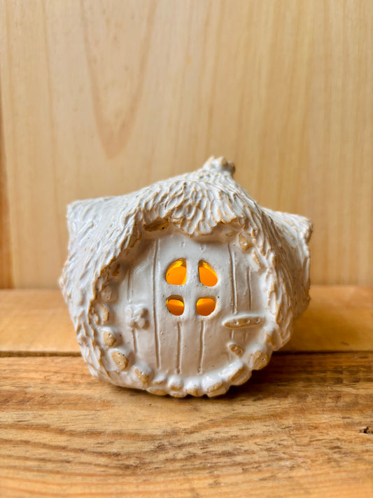 Maison Hobbit - photophore blanc 11