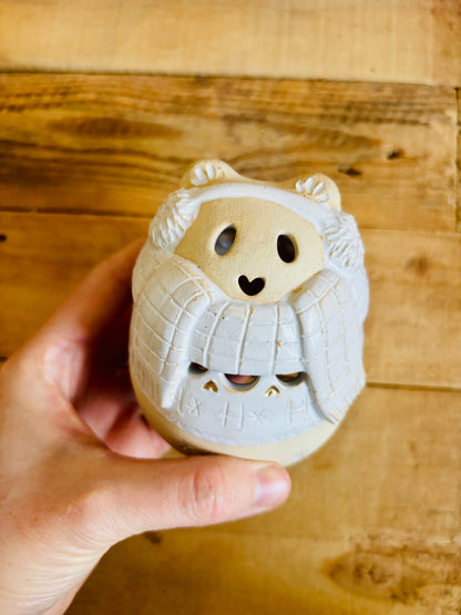 Ours polaire - photophore blanc et or 24