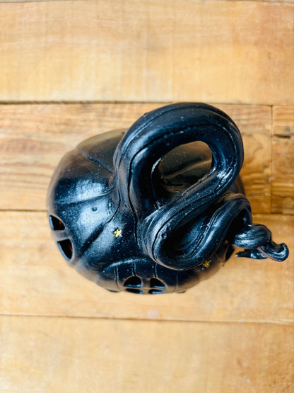 Maison citrouille - photophore noir et doré - 3
