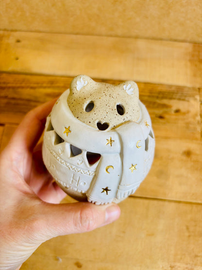 Ours polaire - photophore blanc et or 6