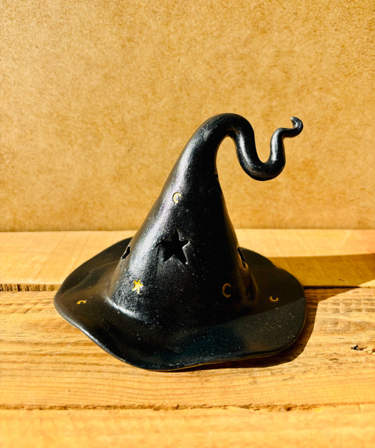 Chapeau de Sorcière  - photophore noir et doré 3