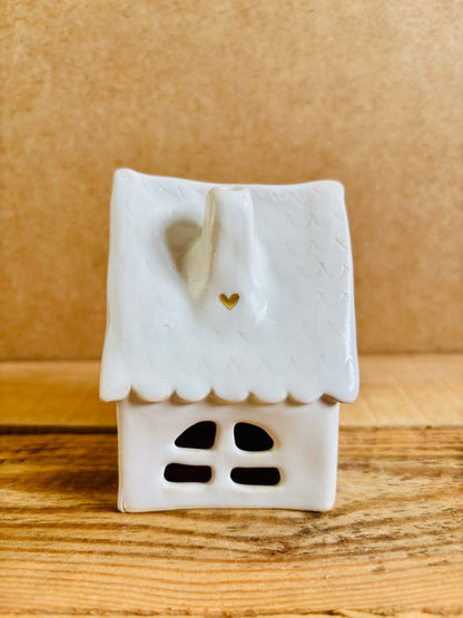 House 1 - white and gold tealight holder