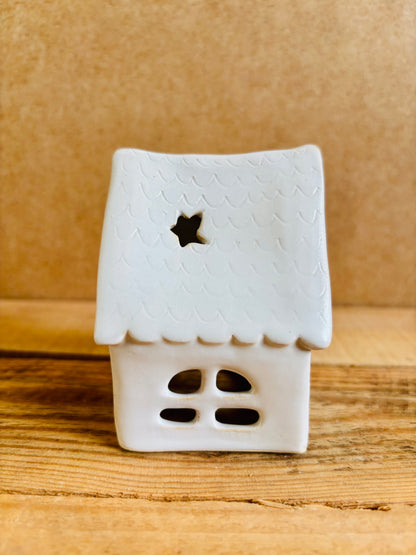 House 1 - white and gold tealight holder