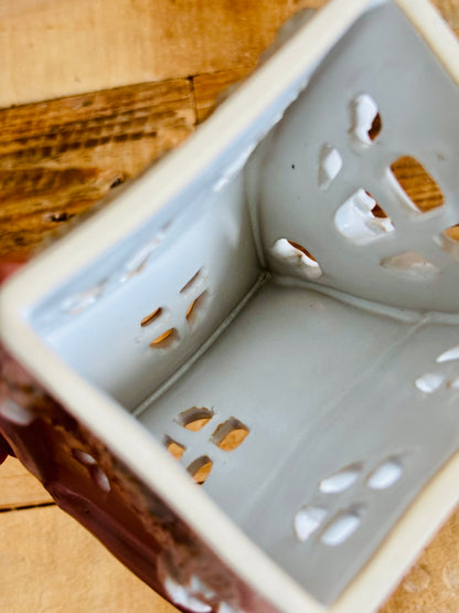 Maison de Noël - photophore blanc et or 9