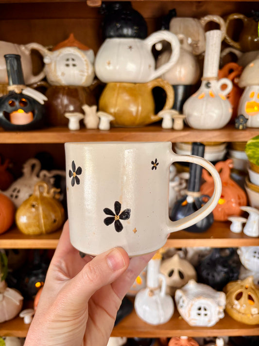Tasse fleurs - noir et or