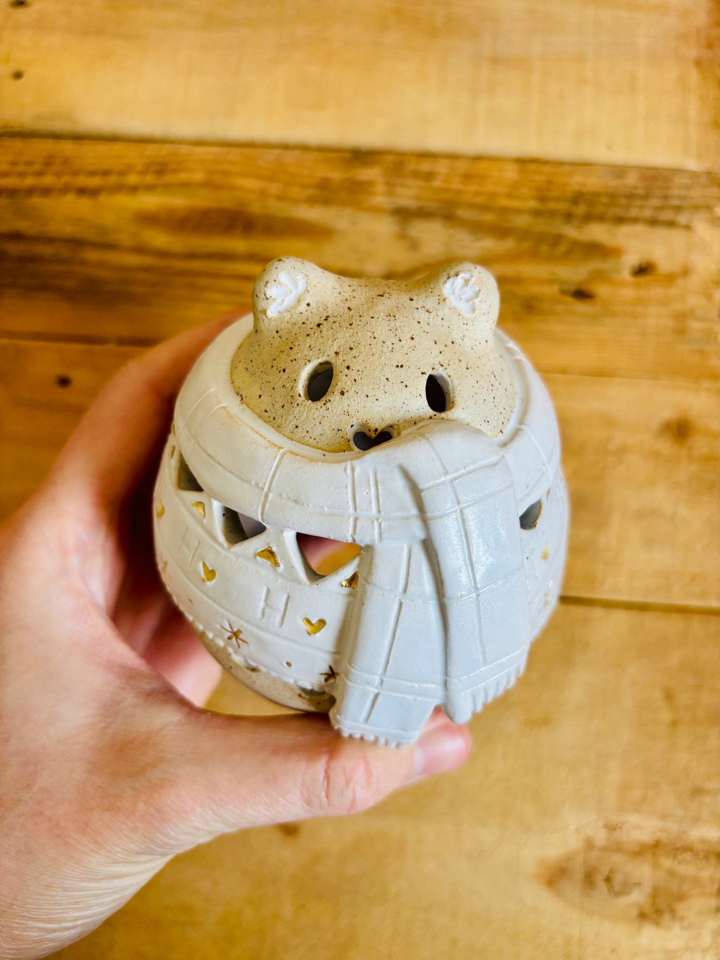 Ours polaire - photophore blanc et or 8