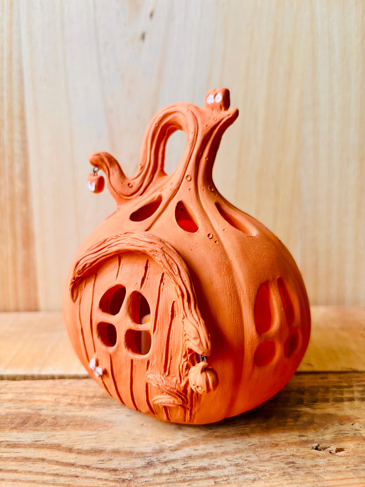 Maison citrouille - photophore orange 6