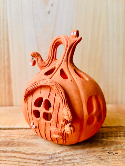 Maison citrouille - photophore orange 6