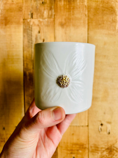 Tasse printemps - blanc et or