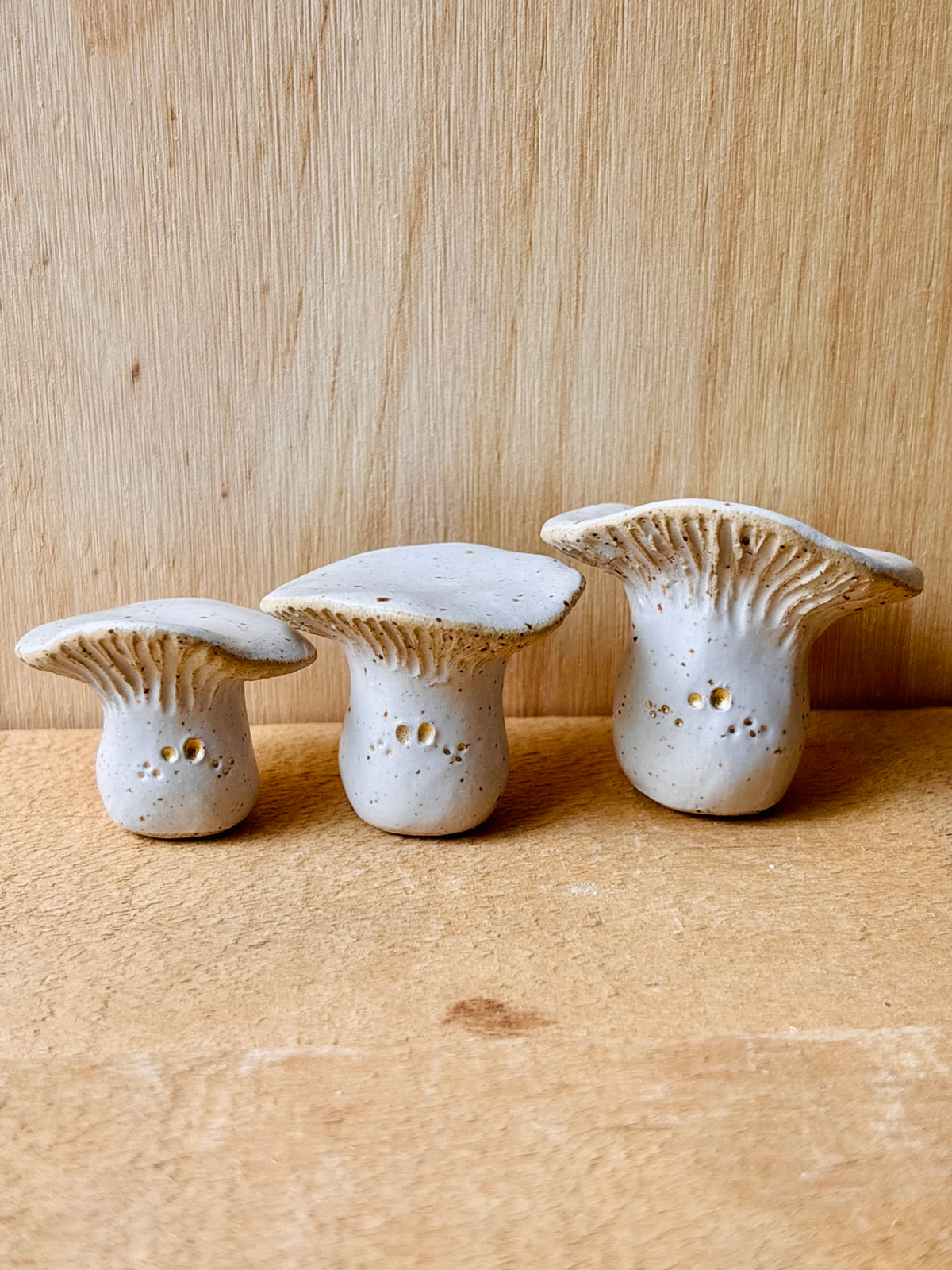LEON MOYEN - champignon miniature blanc pyrité et or
