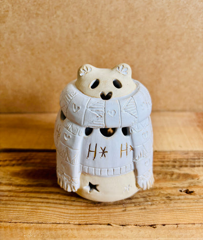 Ours polaire - photophore blanc et or 15