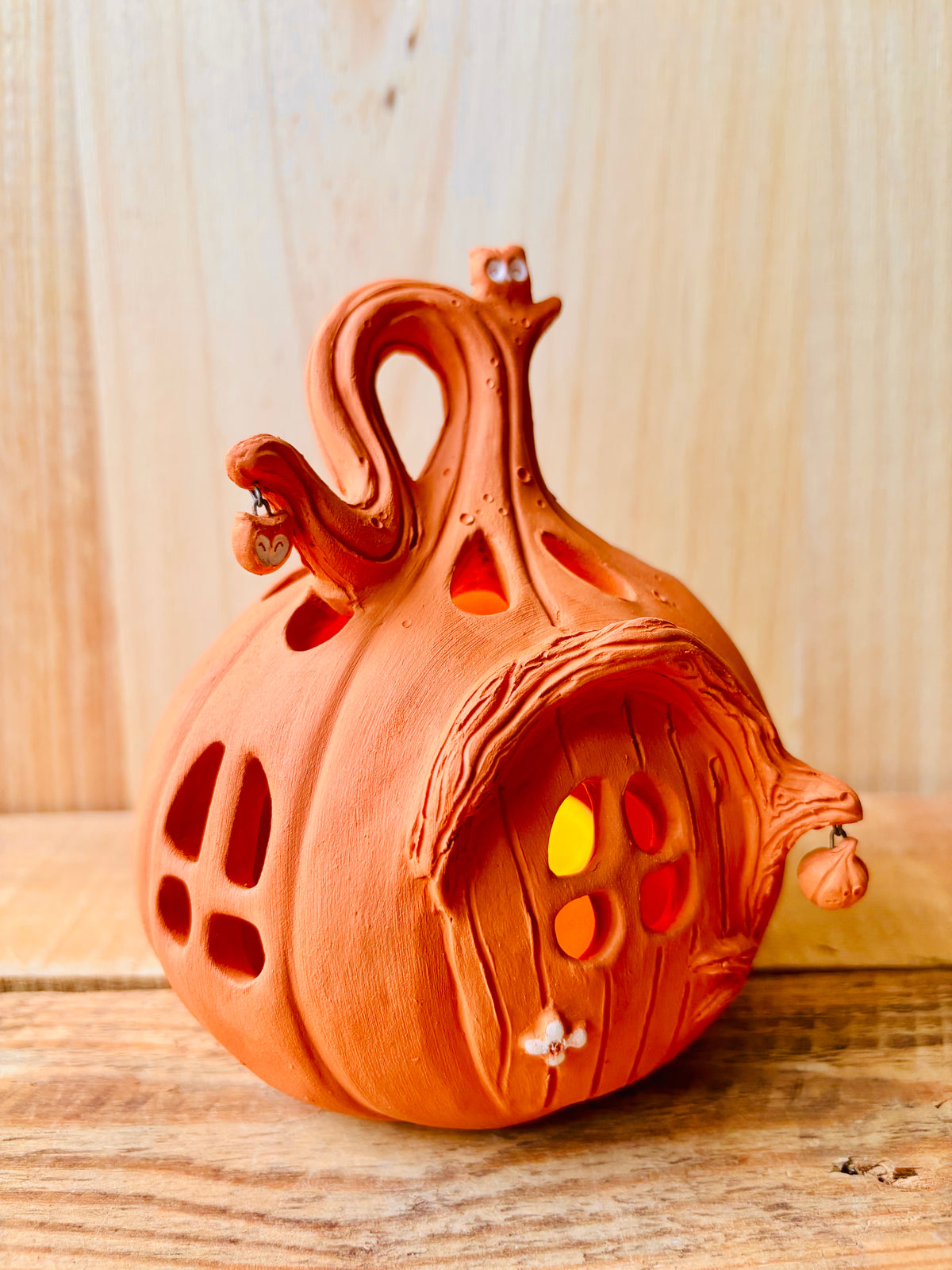 Maison citrouille - photophore orange 6