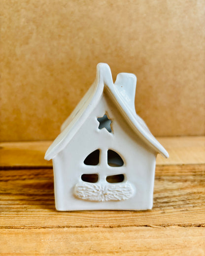 House 1 - white and gold tealight holder