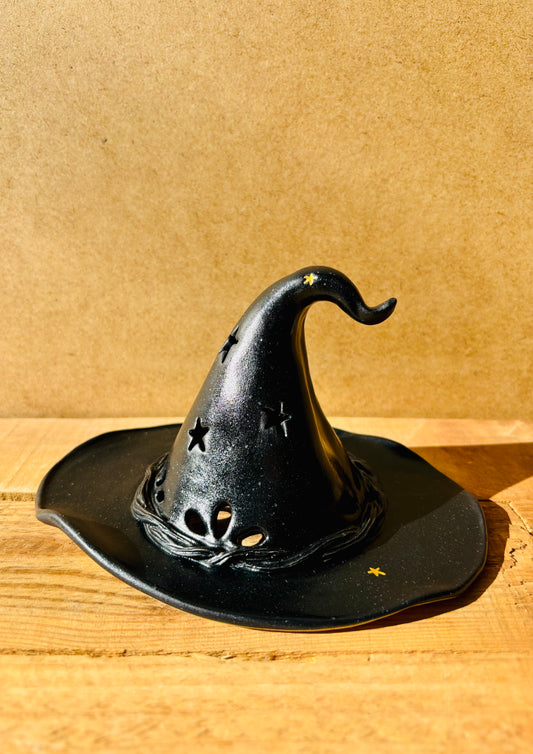Chapeau de Sorcière  - photophore noir et doré 2