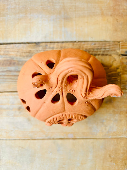 Maison citrouille - photophore orange 1