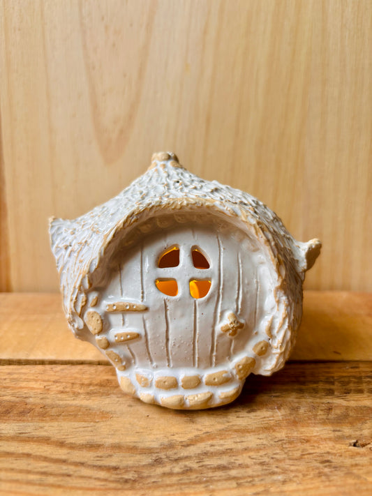 Maison Hobbit - photophore blanc 16