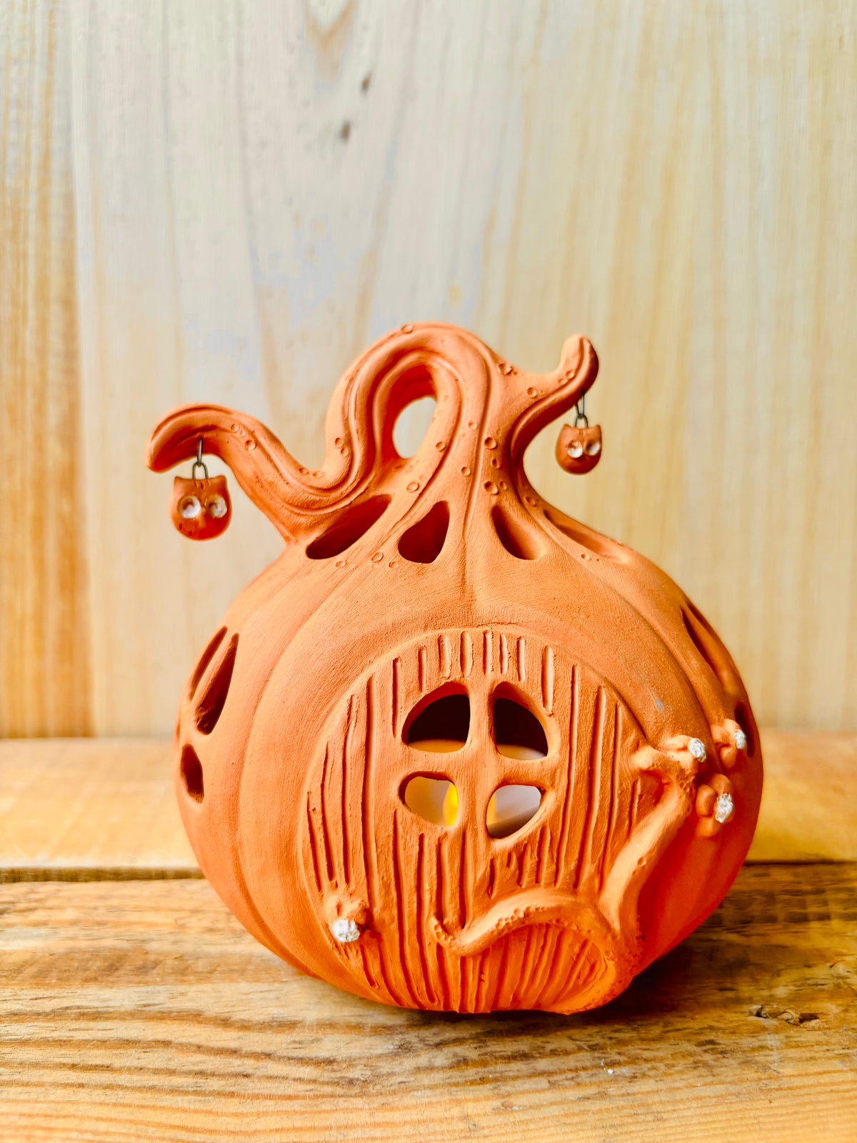 Maison citrouille - photophore orange 2 - imparfaite