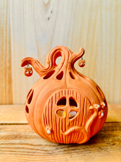 Maison citrouille - photophore orange 2 - imparfaite