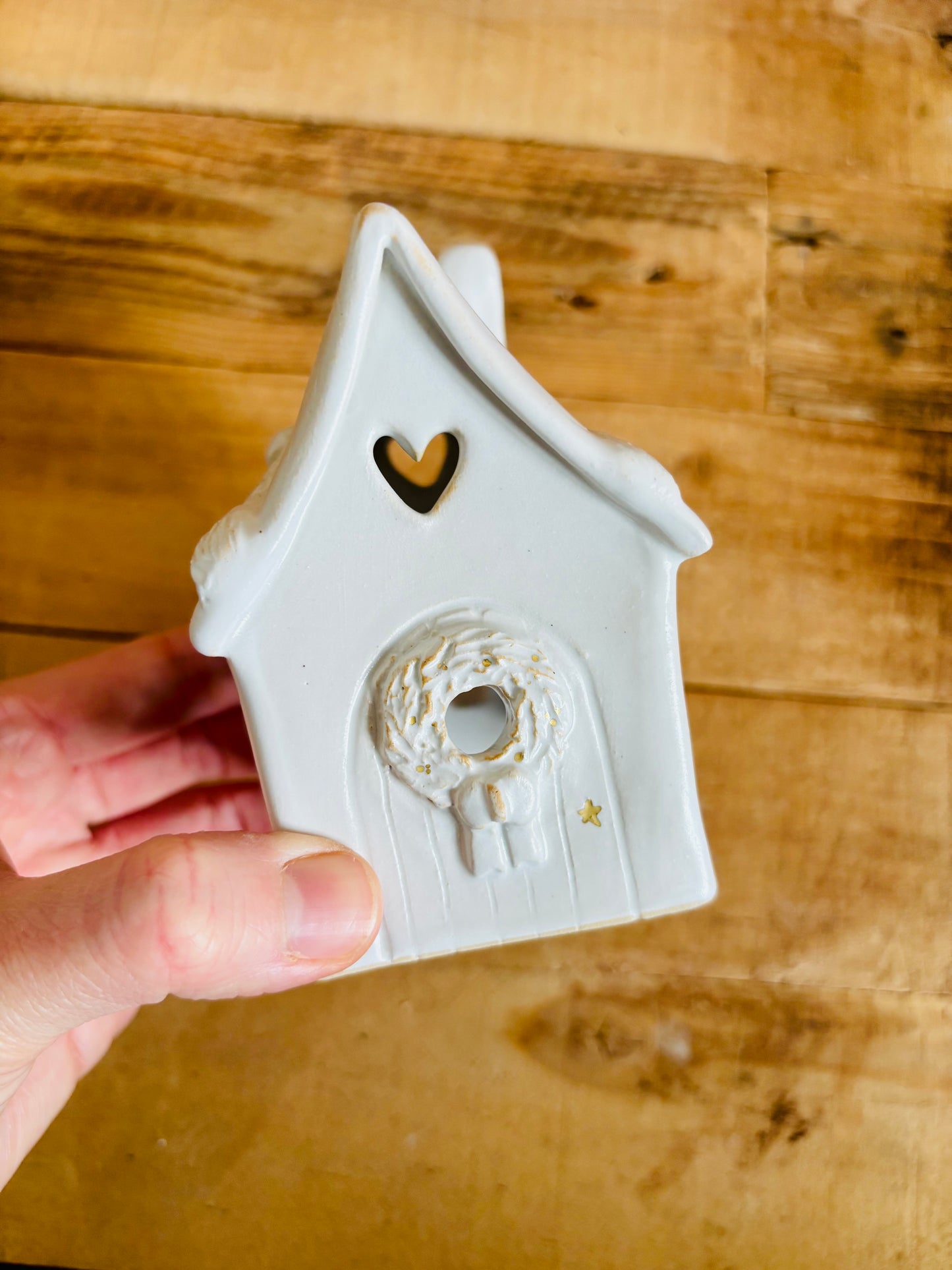 Maison de Noël - photophore blanc et or 32