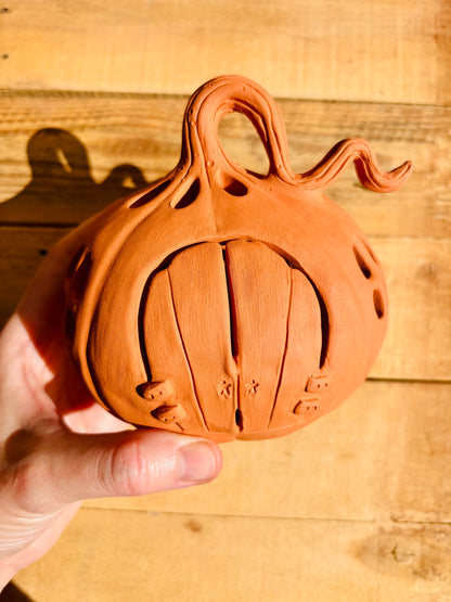 Maison citrouille - photophore orange 2