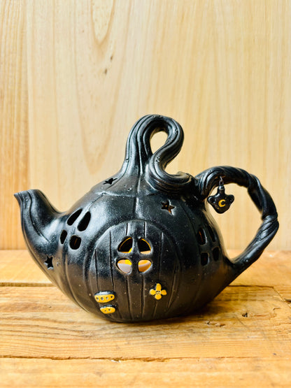 Théière citrouille - photophore noir et doré - 1