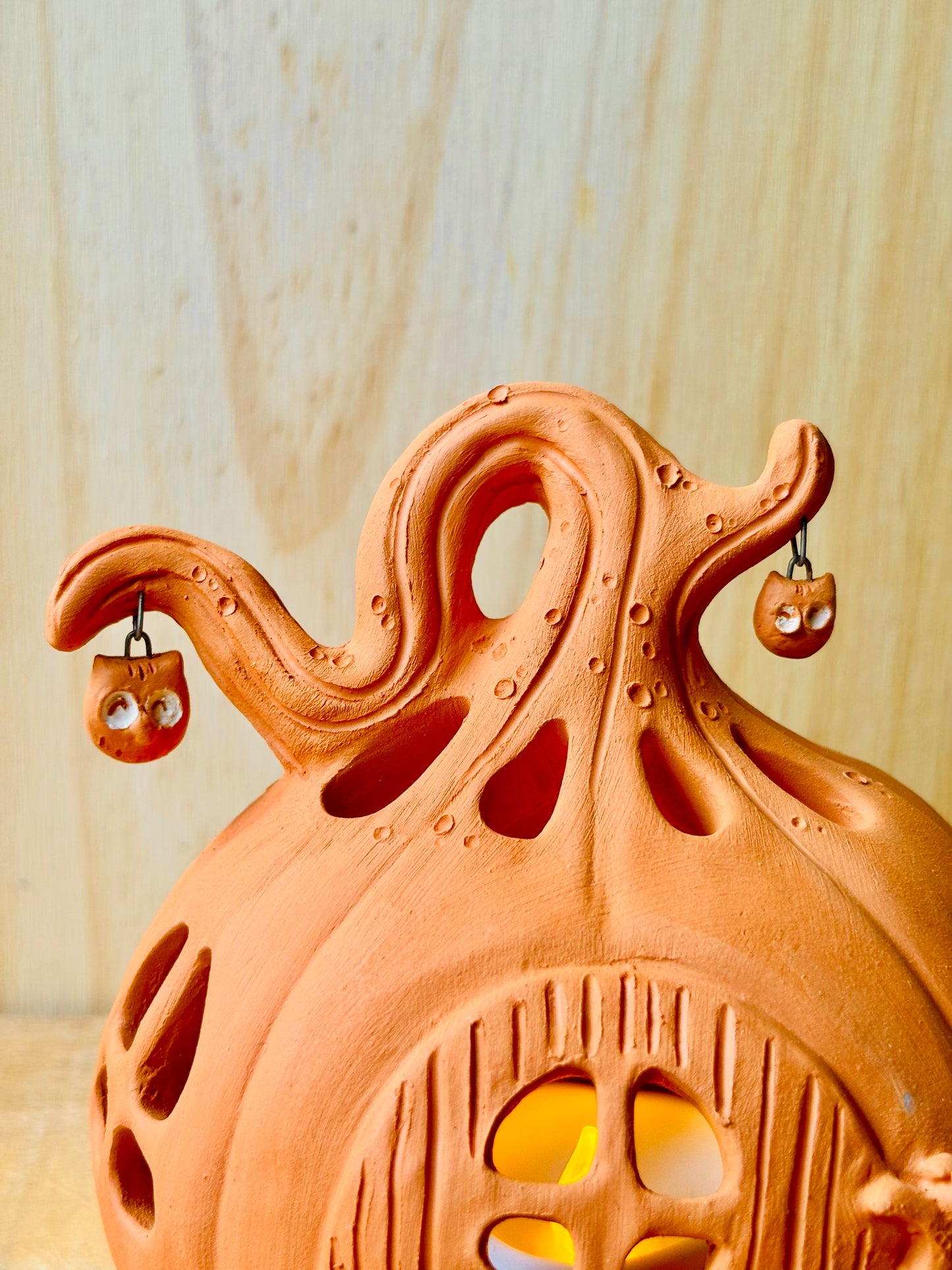 Maison citrouille - photophore orange 2 - imparfaite