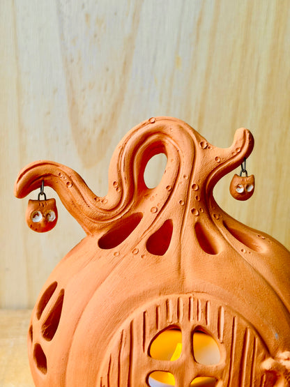 Maison citrouille - photophore orange 2 - imparfaite