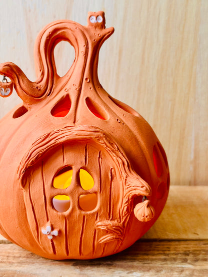 Maison citrouille - photophore orange 6