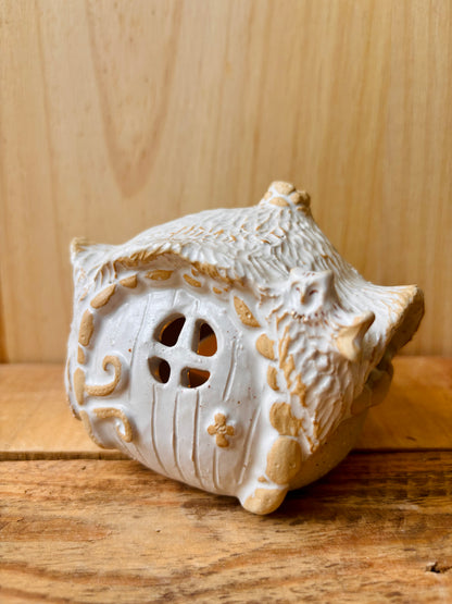 Maison Hobbit - photophore blanc et or 30