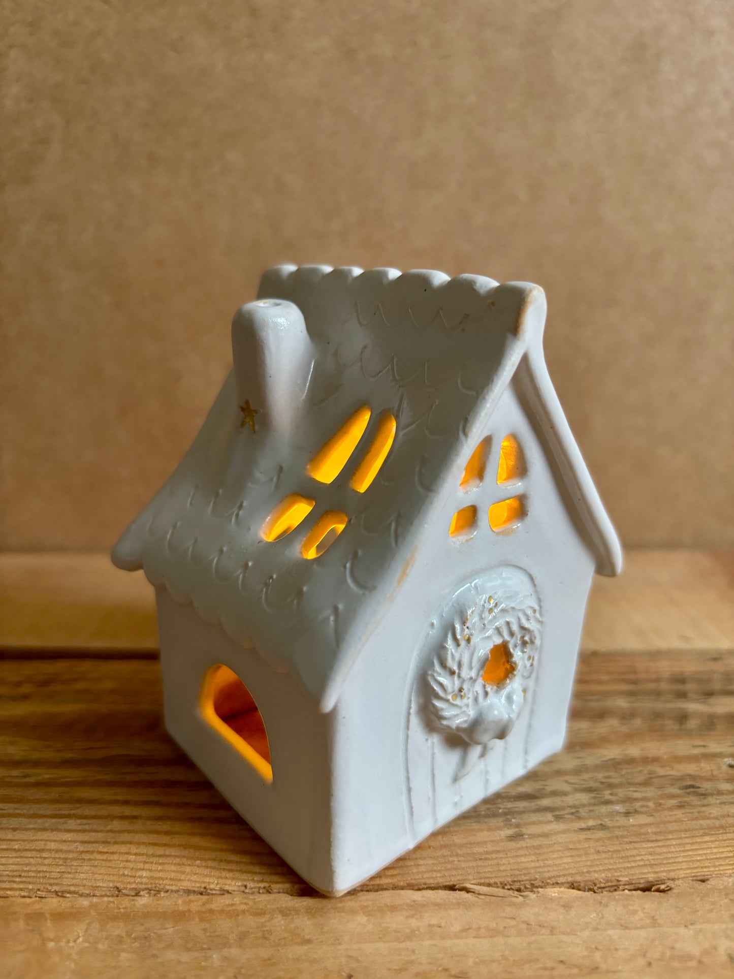 Maison de Noël - photophore blanc et or 25