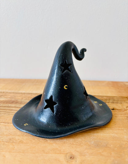 Chapeau de Sorcière  - photophore noir et doré imparfait