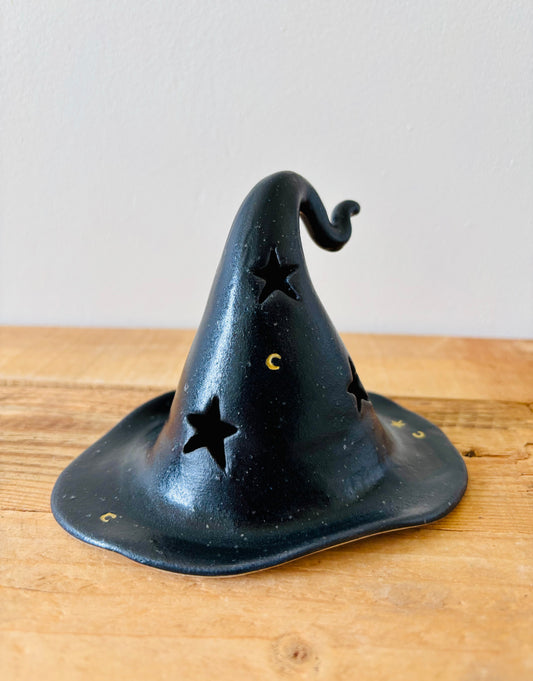 Chapeau de Sorcière  - photophore noir et doré imparfait