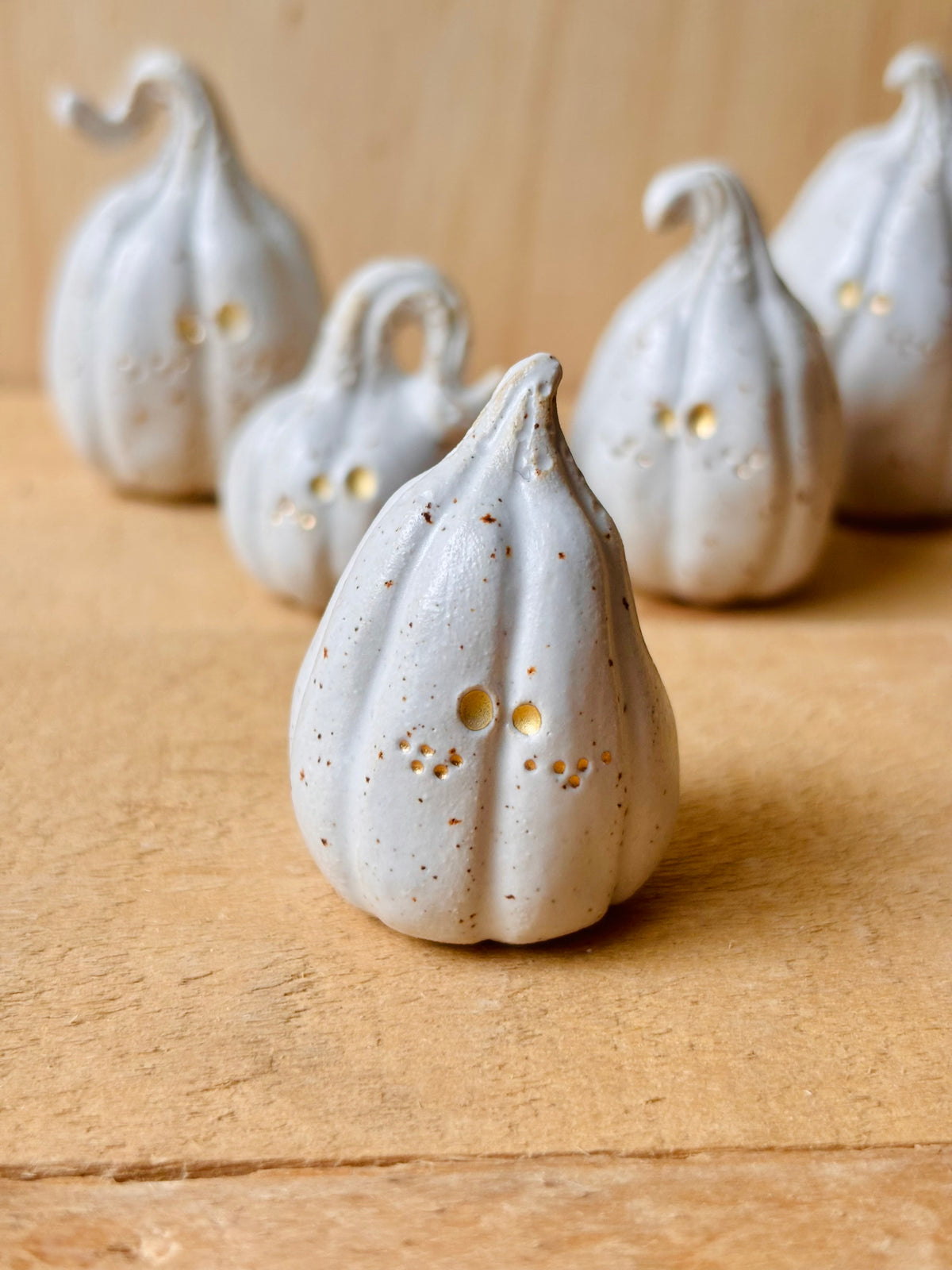 Citrouille miniature blanc pyrité et or - 2