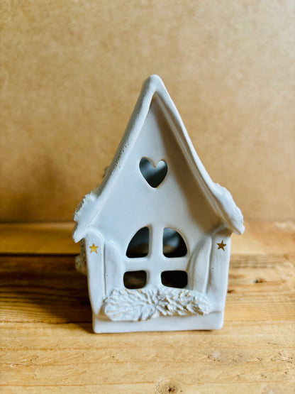 House 1 - white and gold tealight holder