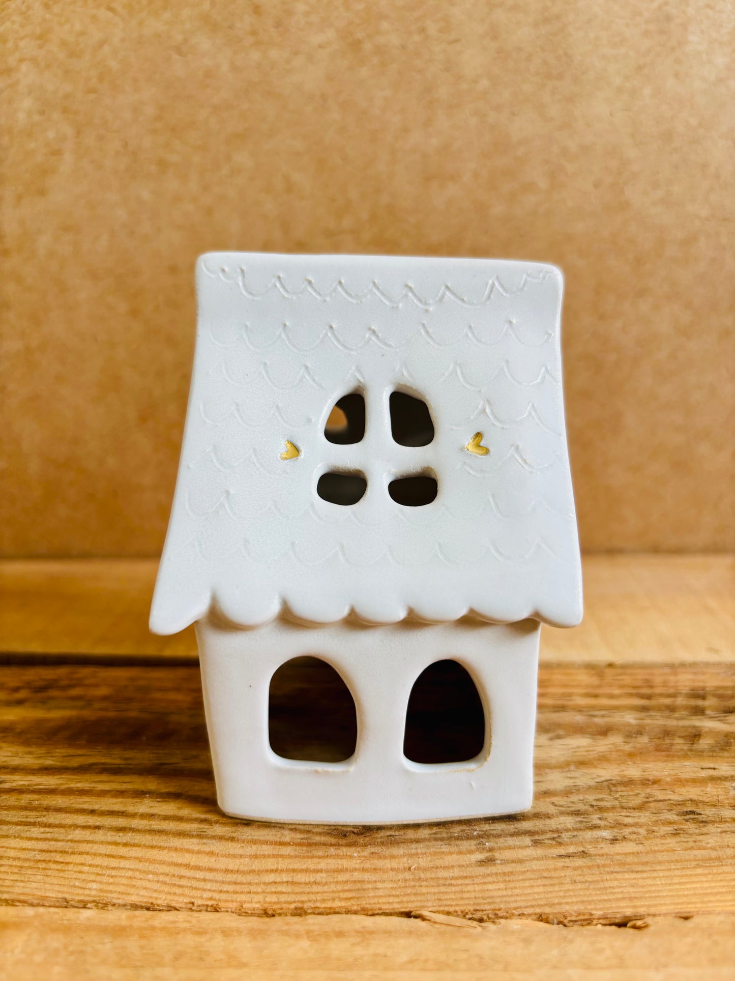 Maison de Noël - photophore blanc et or 26