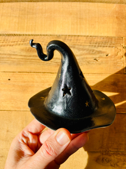 Chapeau de Sorcière  - photophore noir et doré 3
