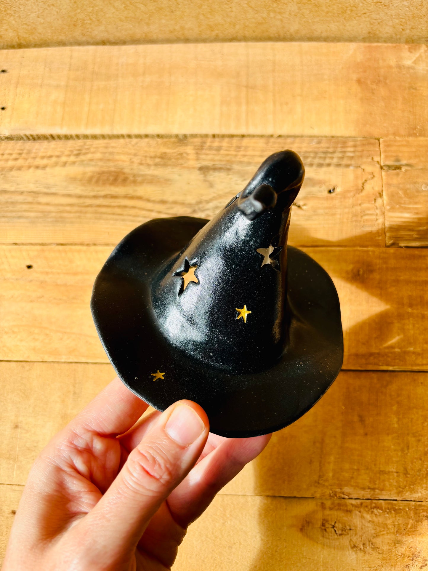 Chapeau de Sorcière  - photophore noir et doré 6