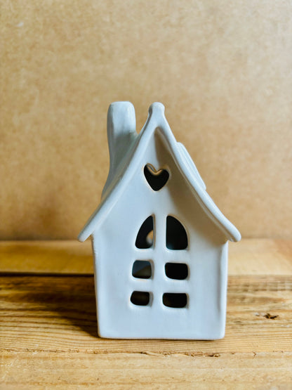 House 1 - white and gold tealight holder