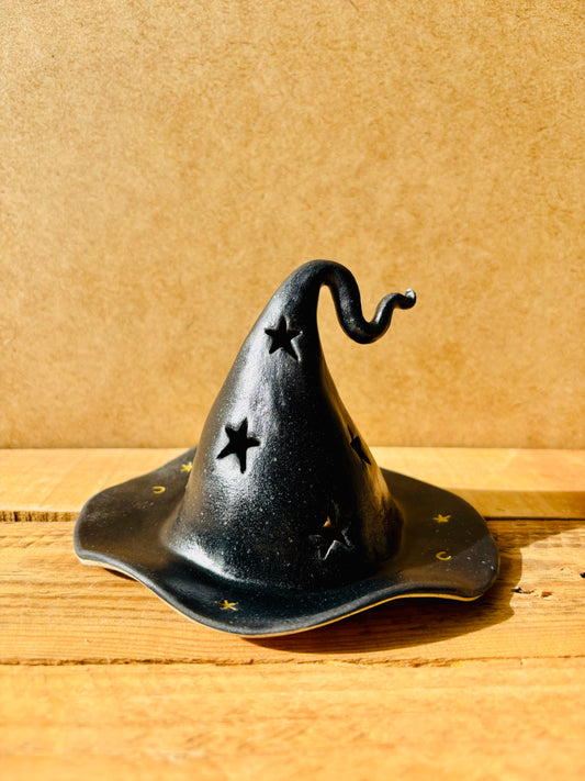 Chapeau de Sorcière  - photophore noir et doré 5