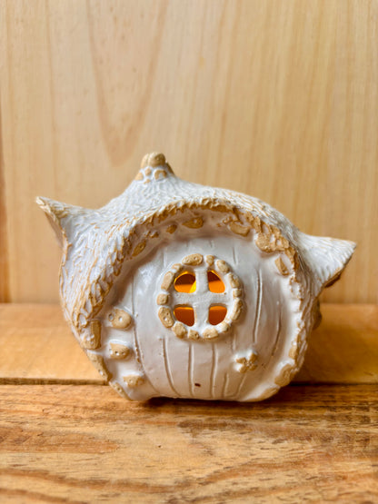 House 1 - white and gold tealight holder